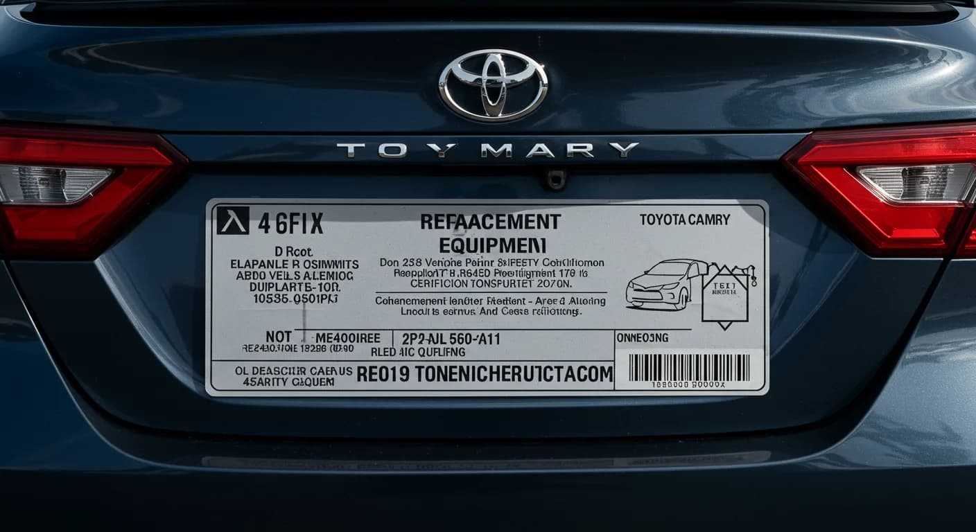 2021 TOYOTA Camry — Toyota Camry replacement certification label