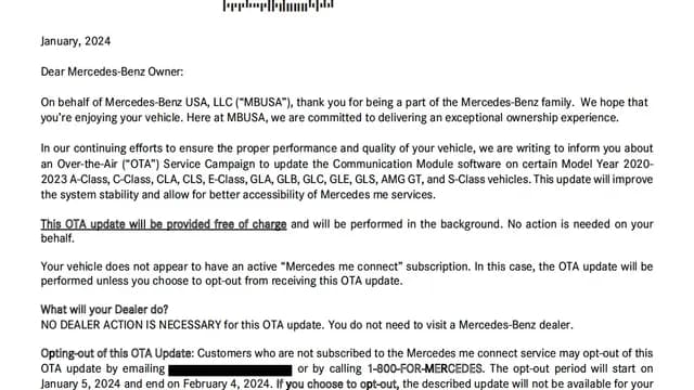 2021 Mercedes-Benz AMG GT — manufacturer_communication document image 1