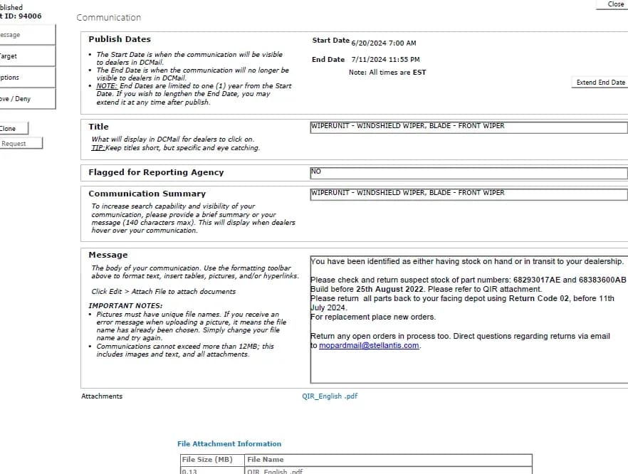 2022 Jeep Wrangler — manufacturer_communication document image 1