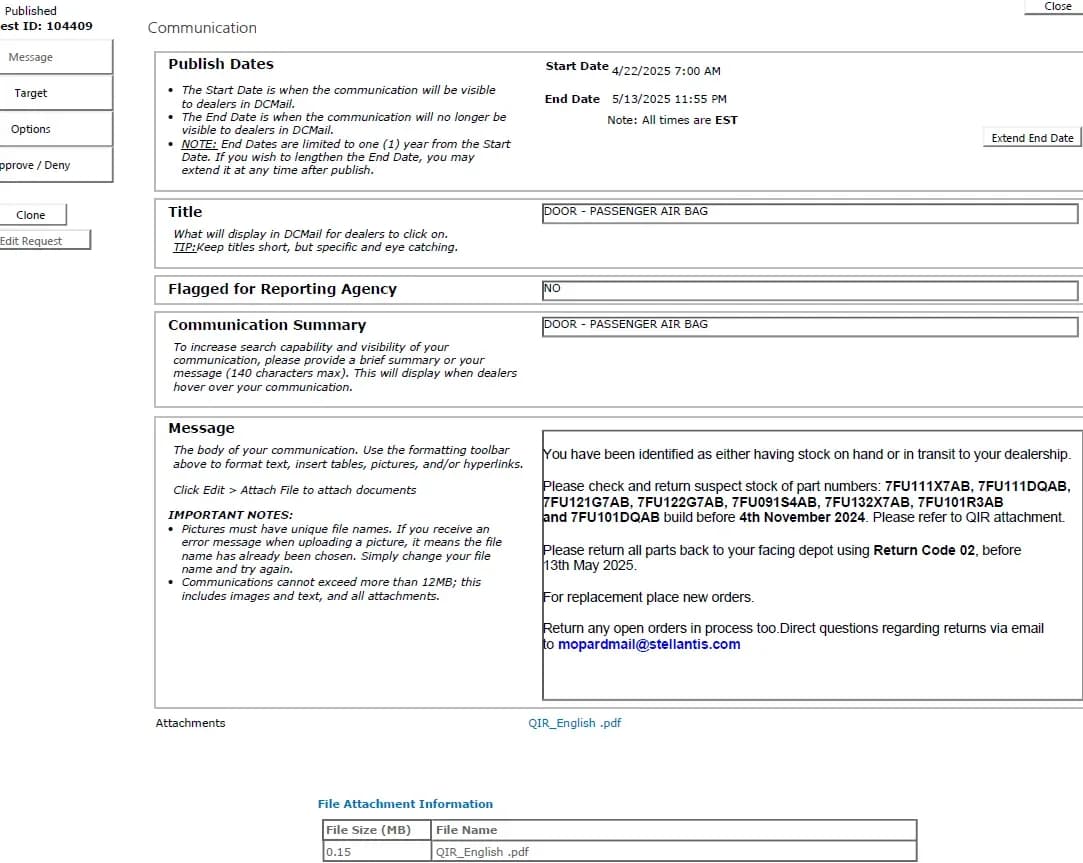 2025 Jeep Wrangler — manufacturer_communication document image 1