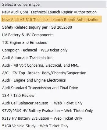 2025 Audi A5 — manufacturer_communication document image 1