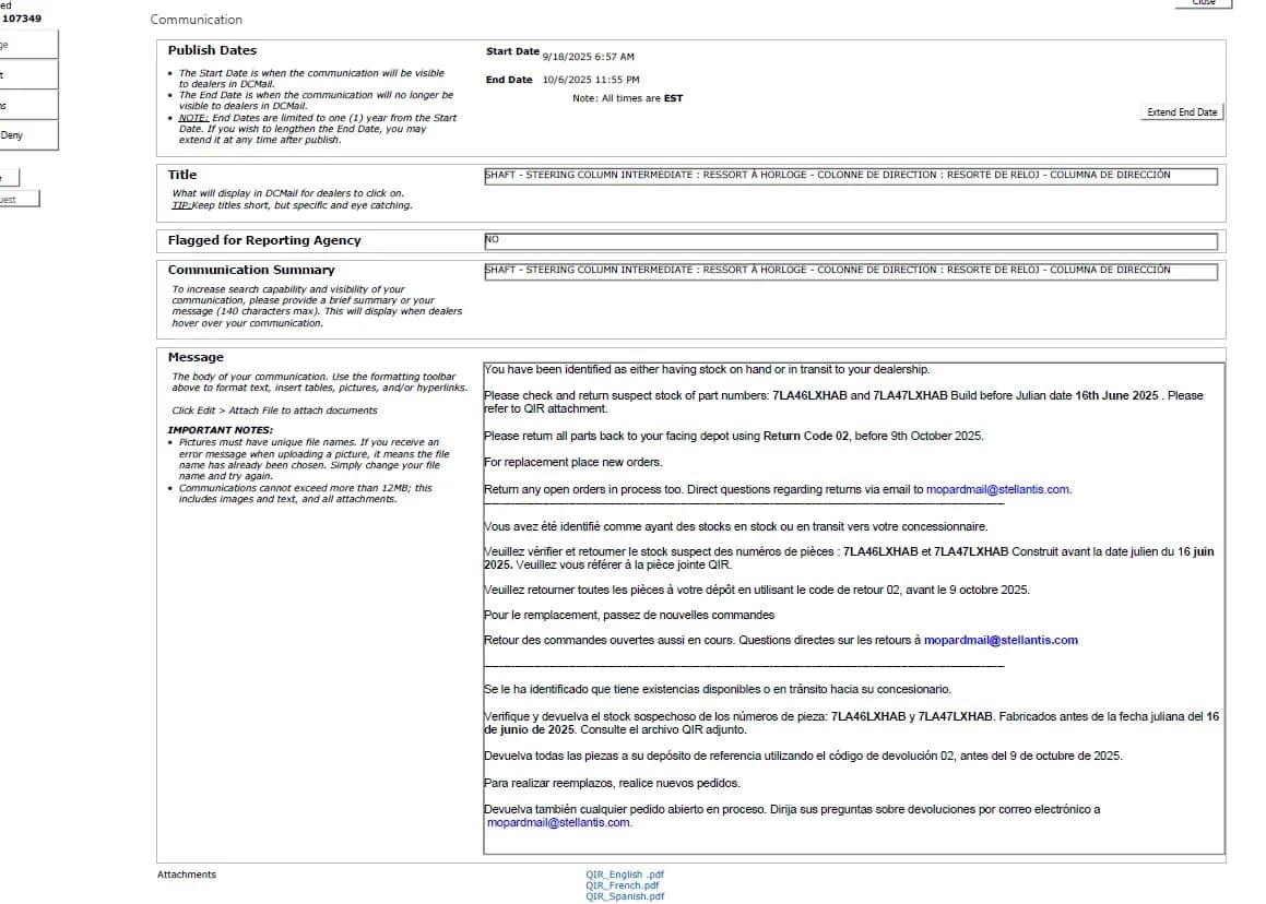 2022 Jeep Compass — manufacturer_communication document image 1