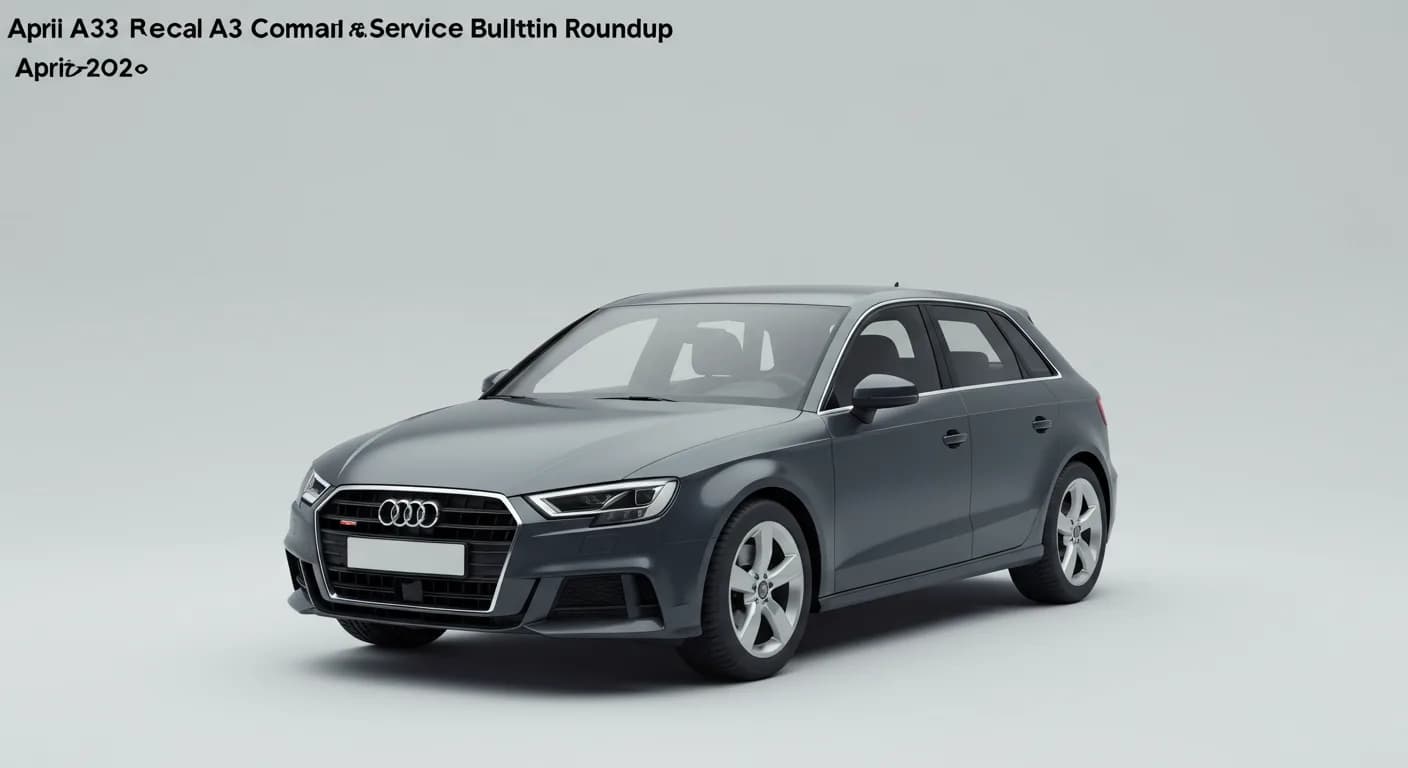 Audi A3 April 2026 safety roundup — editorial illustration