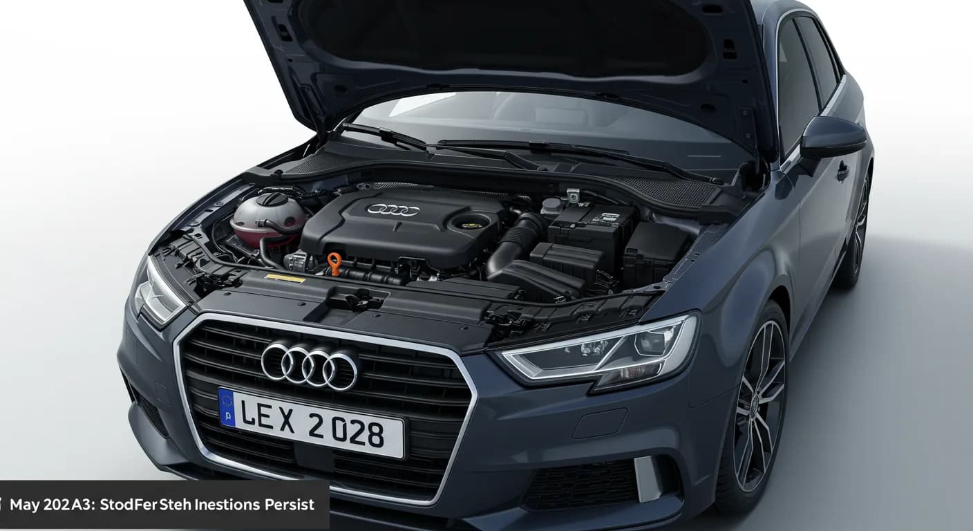 Audi A3 May 2026 safety roundup — editorial illustration