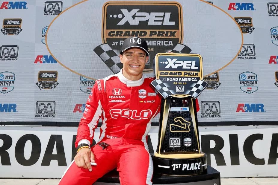 Winner #10: Alex Palou, Chip Ganassi Racing Honda on the podium