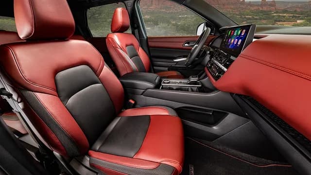 The driver and front passenger seat inside the 2027 Nissan Pathfinder Special Edition.