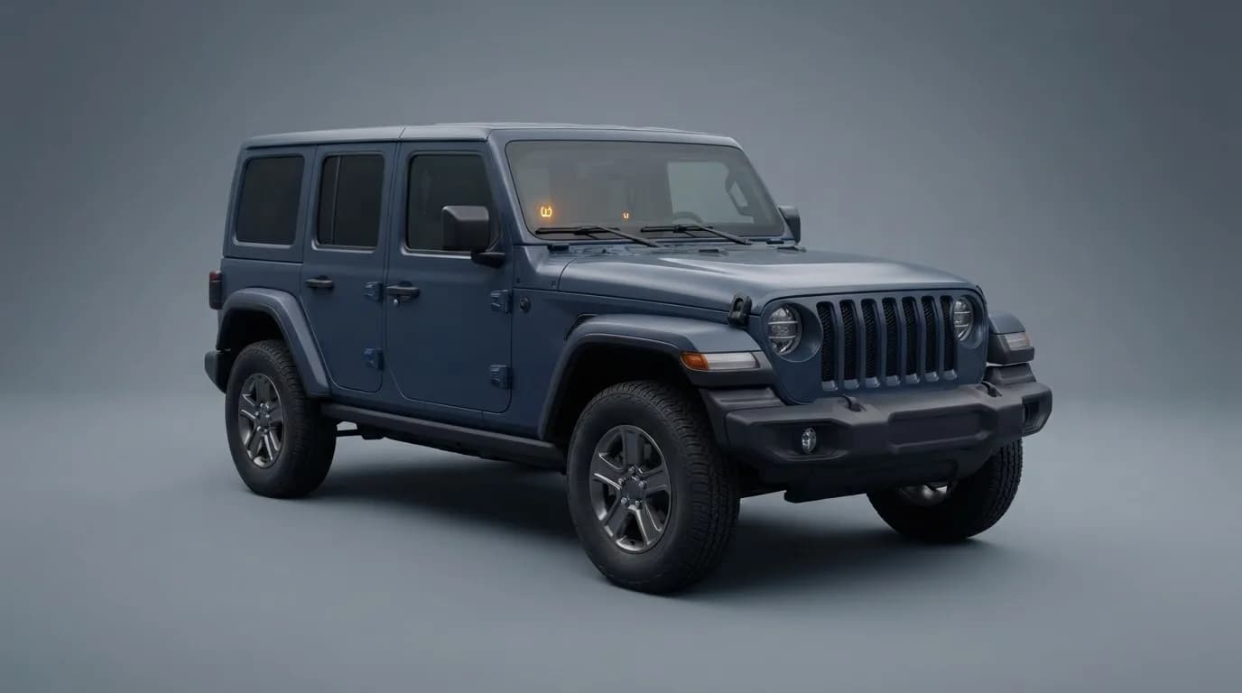 2025 JEEP Wrangler safety profile — editorial illustration