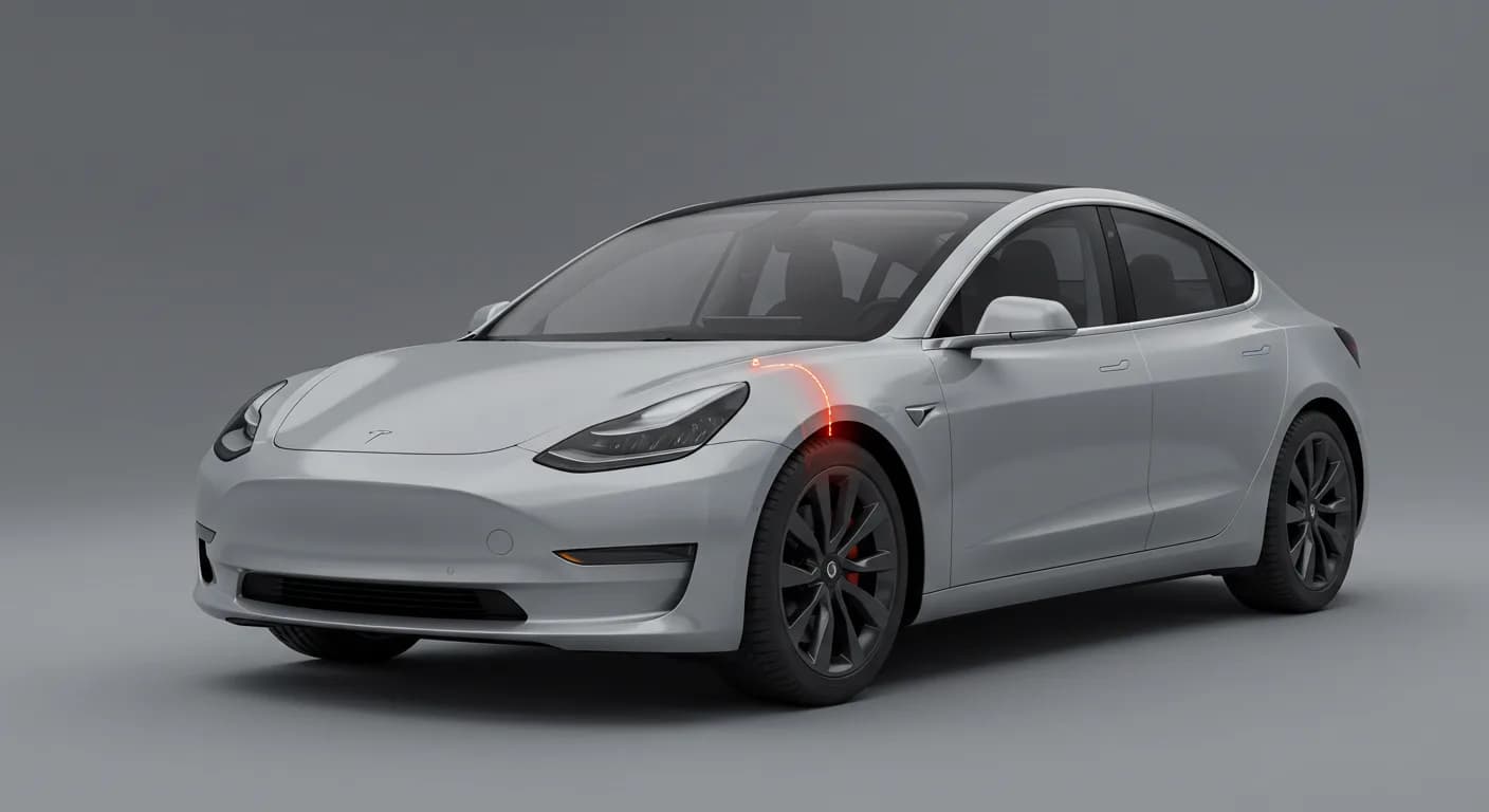 2022 TESLA Model 3 safety profile — editorial illustration