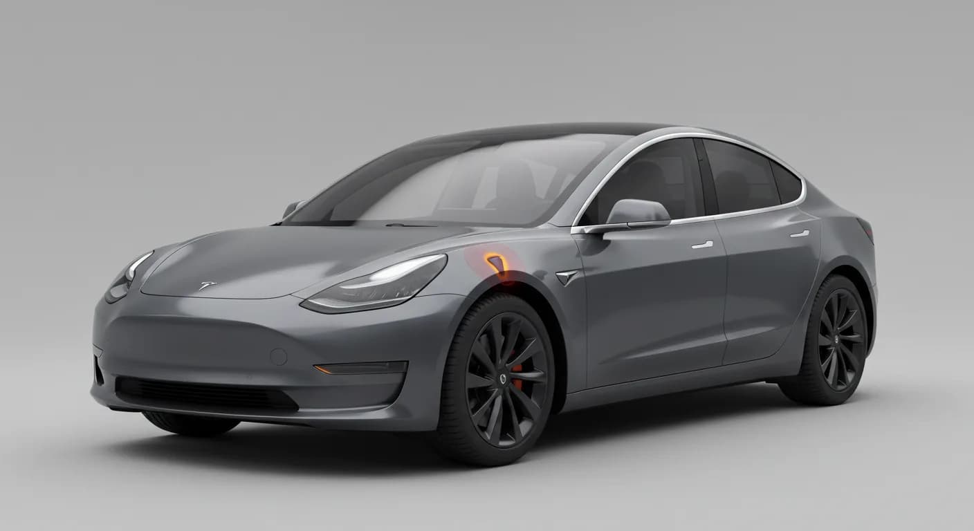 2024 TESLA Model 3 safety profile — editorial illustration
