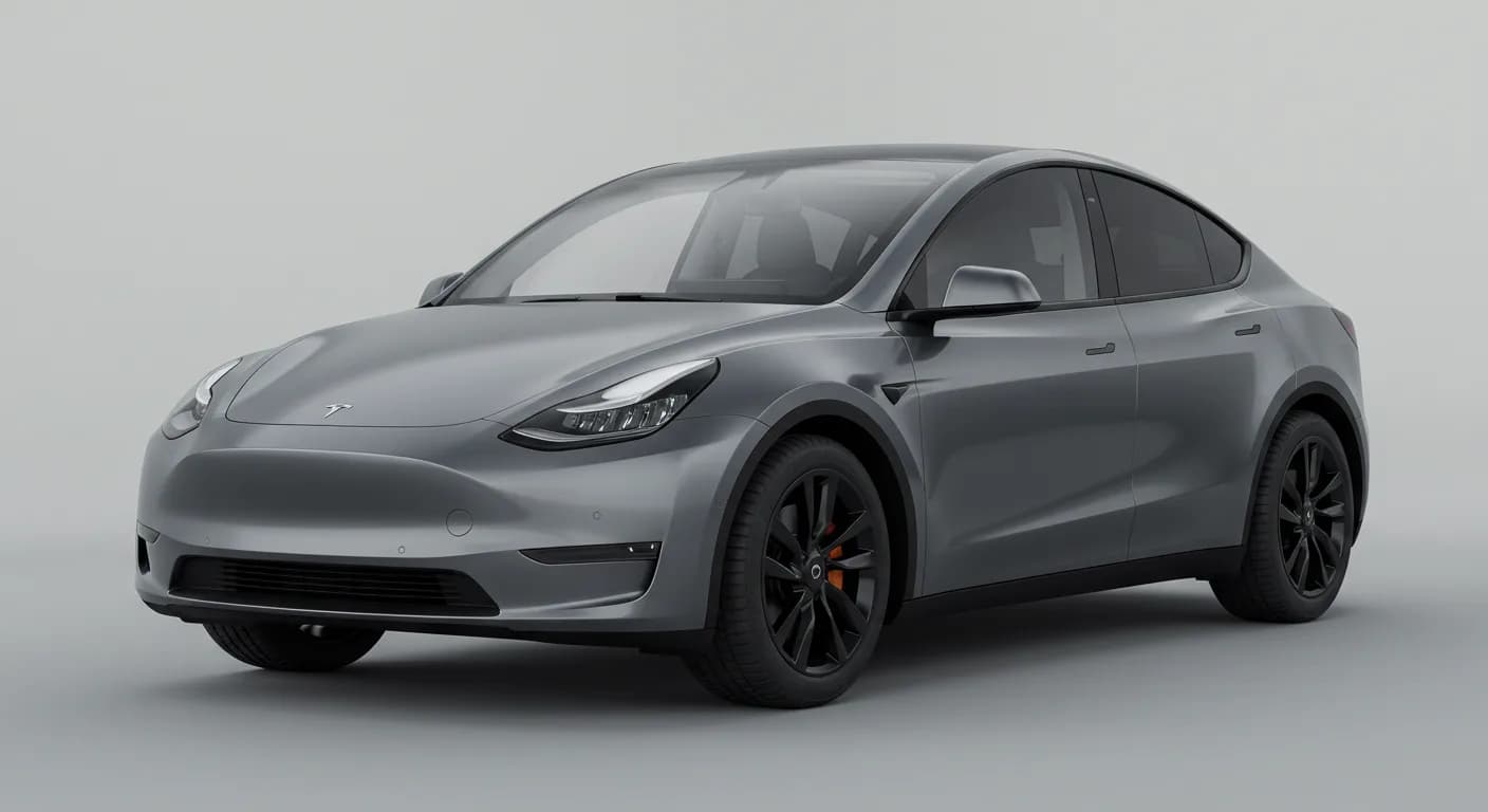 2023 TESLA Model Y safety profile — editorial illustration