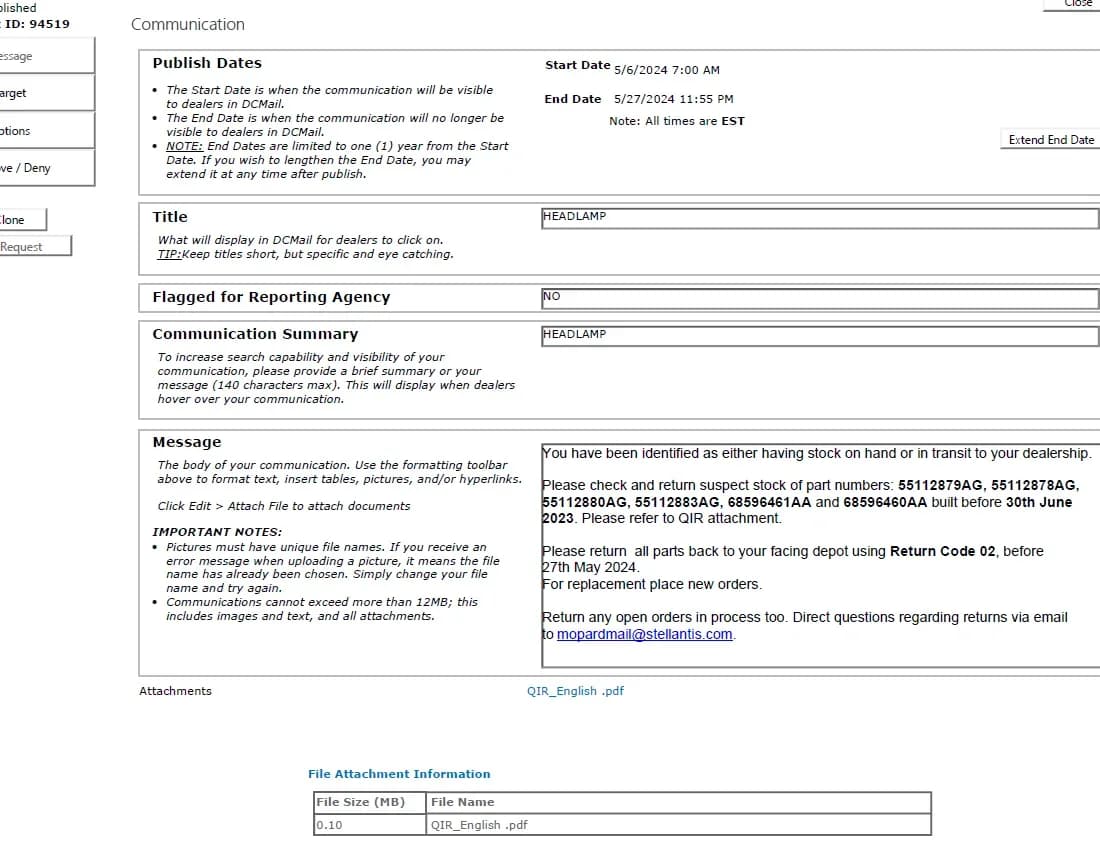 2023 Jeep Wrangler — manufacturer_communication document image 1