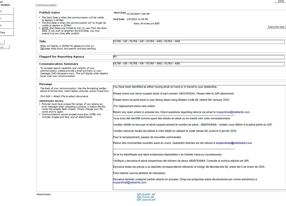 2022 Jeep Wrangler — manufacturer_communication document image 1
