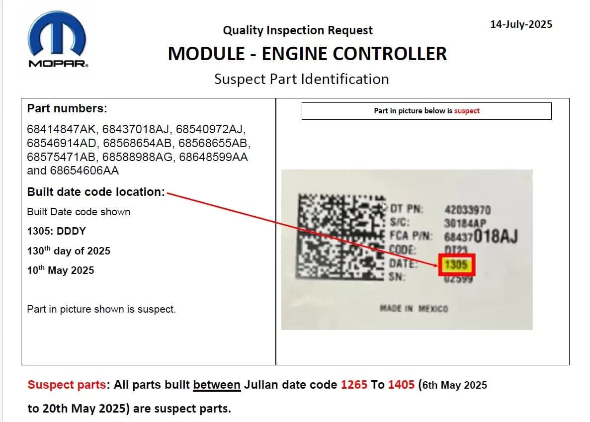 2025 Jeep Wrangler — manufacturer_communication document image 1