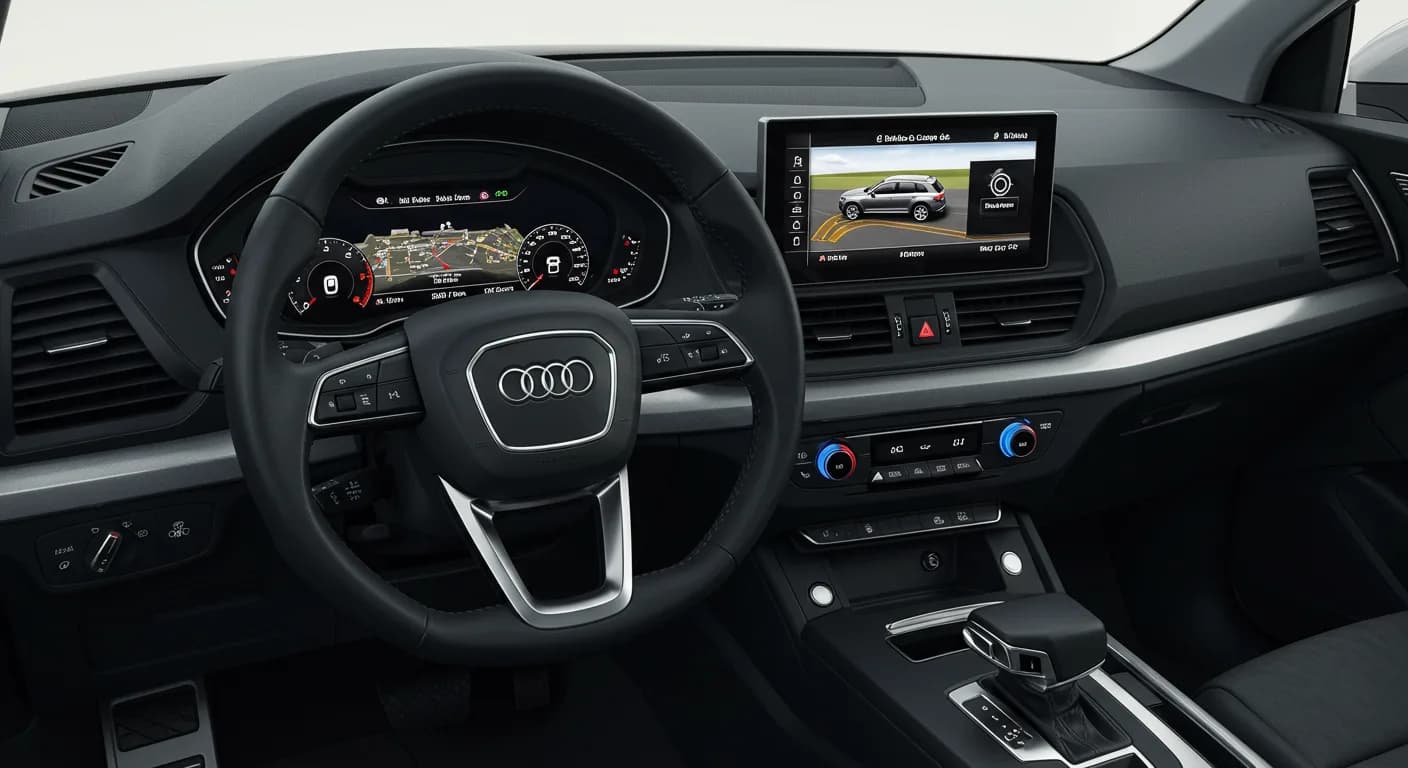 Audi Q5 e May 2026 safety roundup — editorial illustration