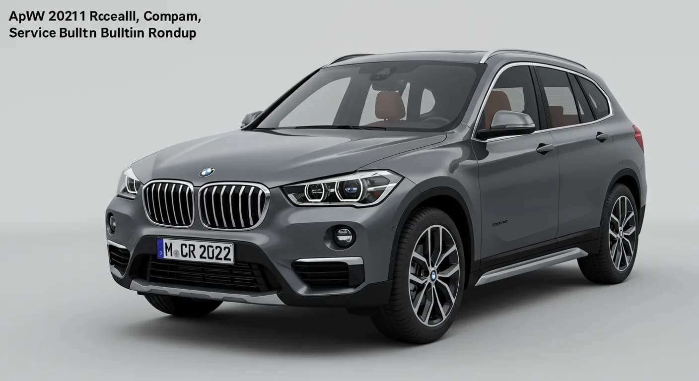 BMW X1 April 2026 safety roundup — editorial illustration