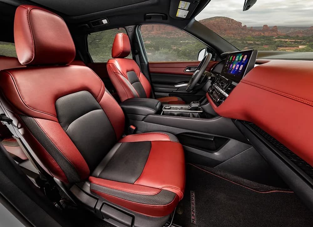 The driver and front passenger seat inside the 2027 Nissan Pathfinder Special Edition.
