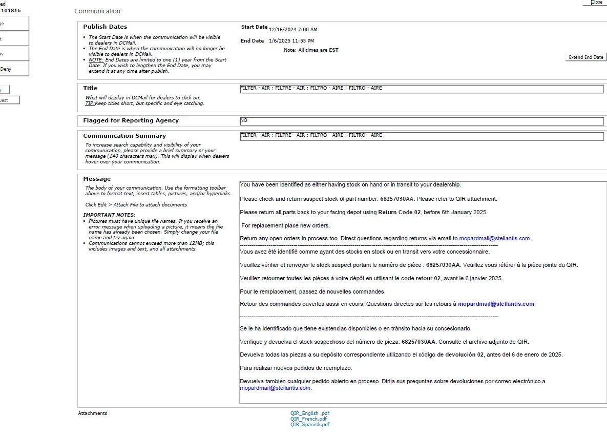 2022 Jeep Wrangler — manufacturer_communication document image 1