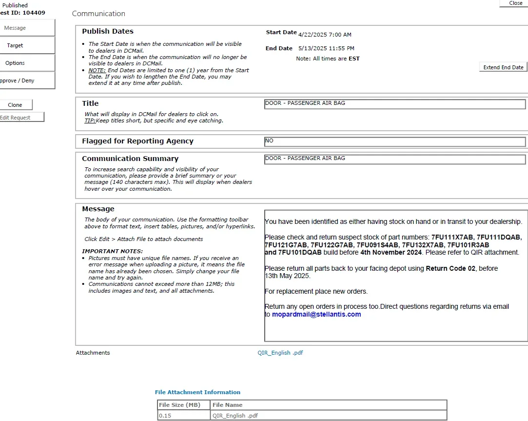 2025 Jeep Wrangler — manufacturer_communication document image 1