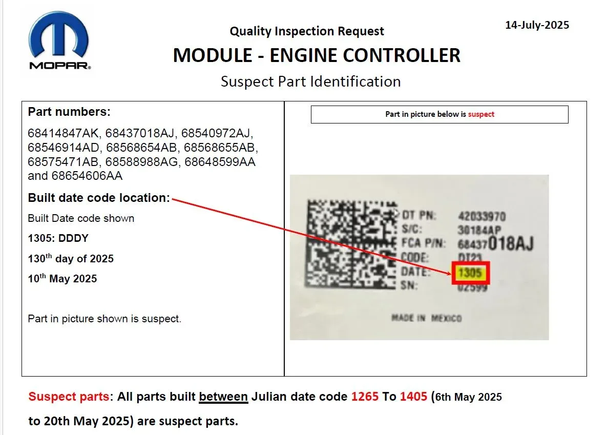 2025 Jeep Wrangler — manufacturer_communication document image 1