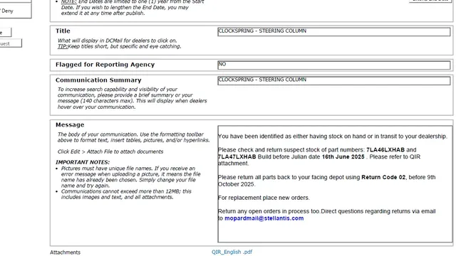 2022 Jeep Compass — manufacturer_communication document image 1