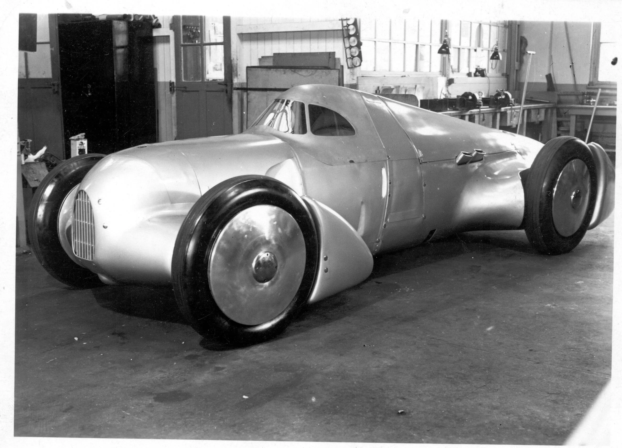 Auto Union Lucca - The later record-breaking car „Auto Union Lucca“ in the workshop of the racing department in Zwickau.