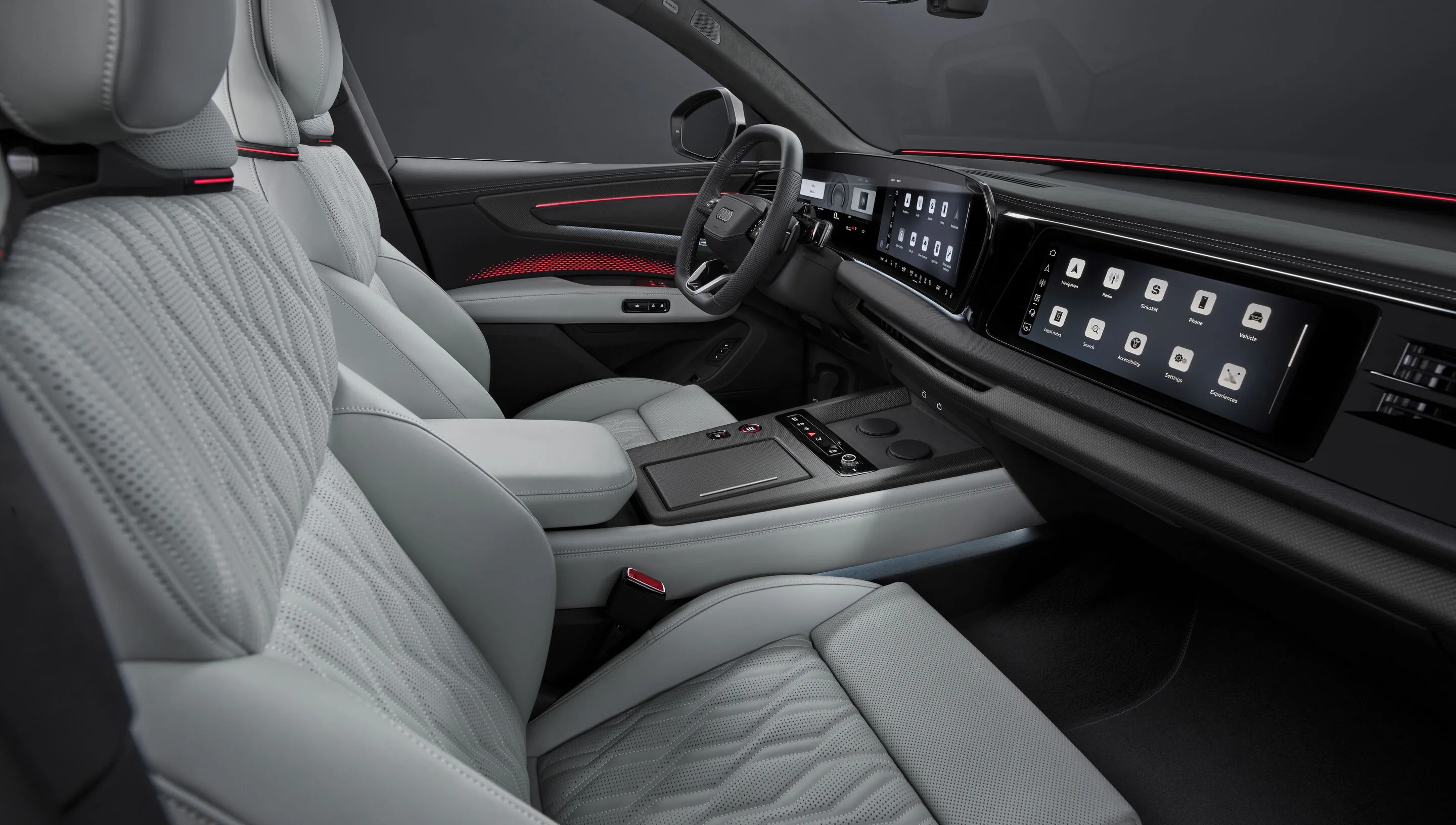 Audi Q9 - Studio photo, interior, front sport seats, digital stage