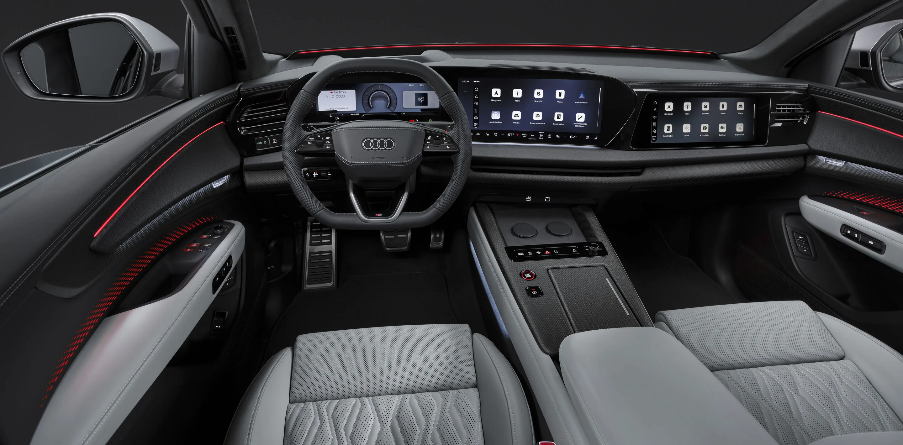 Audi Q9 - Studio photo, interior, steering wheel, digital stage