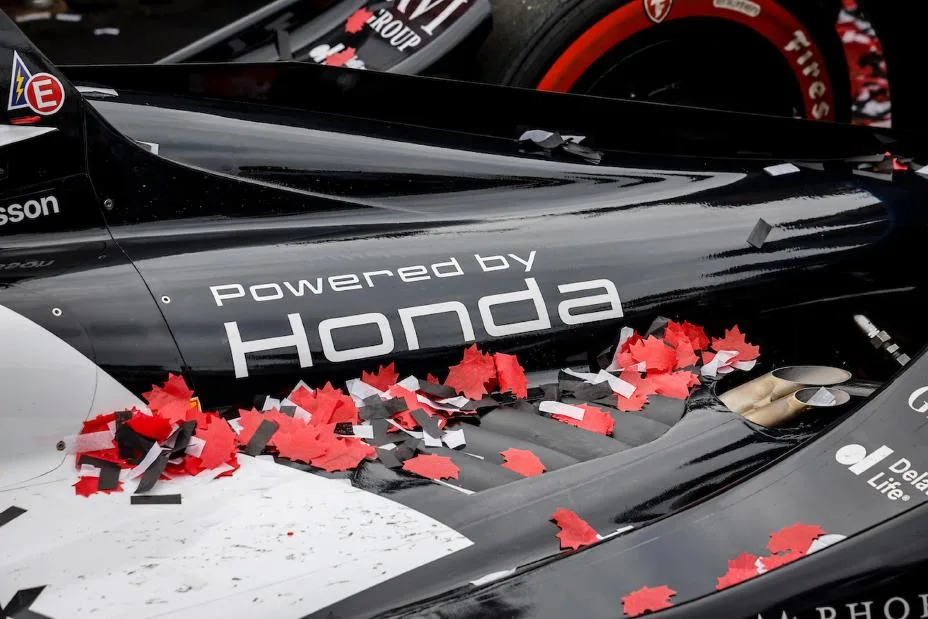 The engine cover of #28: Marcus Ericsson, Andretti Global Honda.  Honda powered entries finished 1-2-3